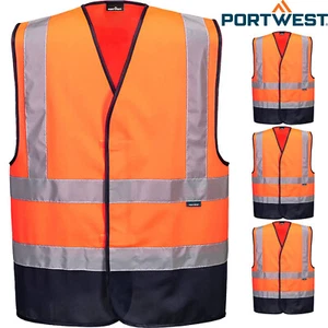 4 Pack Portwest Hi Vis Vest Safety Reflective Tape Workwear Bulk Contrast Orange - Picture 1 of 7