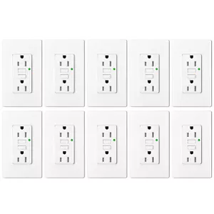 Receptáculo de pared TR WR resistente a la intemperie 10 PK 15A GFCI con indicador LED - Imagen 1 de 12
