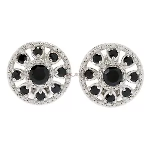 Gemma Di Onice Nero Naturale Con Gemelli In Argento Sterling 925 #2380 - Foto 1 di 3