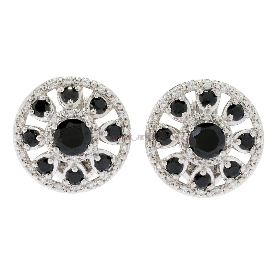 Gemma Di Onice Nero Naturale Con Gemelli In Argento Sterling 925 #2380 - Immagine 1 di 3