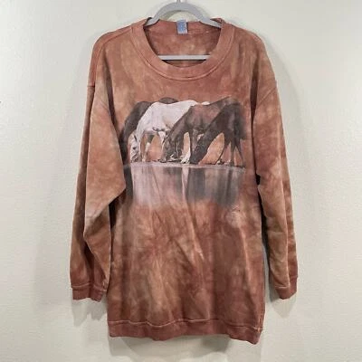 Sudadera vintage años 90 caballo envejecido marrón tie dye vaquera costera occidental L Foto 1 de 4