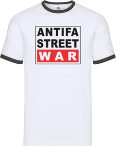 ANTIFA STREET WAR Ringer T-Shirt, weiß/schwarz - Picture 1 of 1