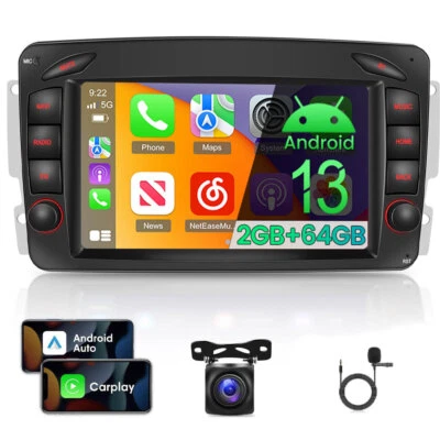 PODOFO Autoradio Für Mercedes Benz C CLK Klasse W203 W209 Android 13.0 GPS CarPlay +Kam