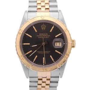 Rolex DateJust 36mm BLACK TAPESTRY Turn-O-Graph JUBILEE Steel 18K Gold 16253 - Picture 1 of 9