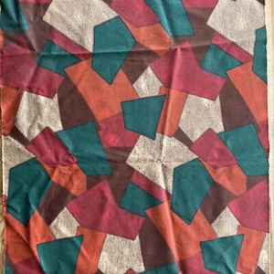 Vintage Patchwork Geometrical Stretch Fabric Orange Red Green - Picture 1 of 5