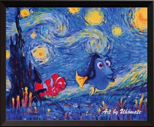 Uhomate Dory Finding Nemo Van Gogh Starry Night Canvas Nusery Wall Decor A006 - Picture 1 of 2