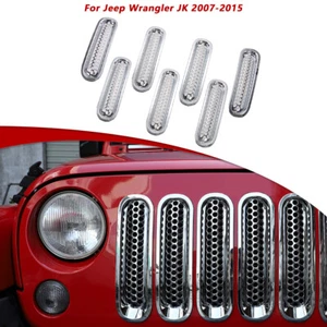 Chrome Clip-on Grille Front Mesh Grille Inserts Cover For Jeep Wrangler 2007+ - Bild 1 von 7