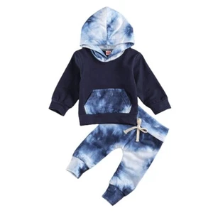 Baby Boys Girls Outfits Tie-Dye Fall Winter Clothes Infant Hoodie Long 9-12 Mon - Picture 1 of 1