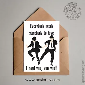 BLUES BROTHERS - Liebe minimal einzigartig Posteritty lustig Valentinstag Karte Kunst - Bild 1 von 9