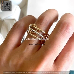 Silber Messing Statement Ring zweifarbiges Glied verbundenes ineinandergreifendes Band Damen Geschenk - Bild 1 von 4