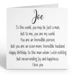 PERSONALISED HUSBAND BIRTHDAY CARD ANY AGE 30TH 40TH 50TH 60TH 65TH 70TH HUBBY  - Picture 1 of 3