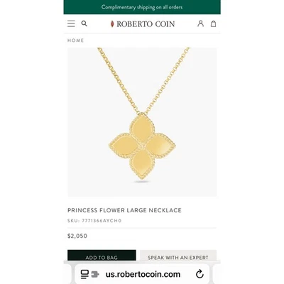 Collar Flor Princesa Oro Amarillo 18K Roberto Coin Foto 1 de 4