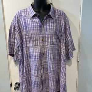 Camisa de campamento Tommy Bahama 100 % seda púrpura blanco escotilla bolsillo S/S - Imagen 1 de 14