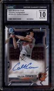 2021 Bowman Chrome Draft #CDA-CC Colton Cowser RC Auto CGC 10 - Picture 1 of 2