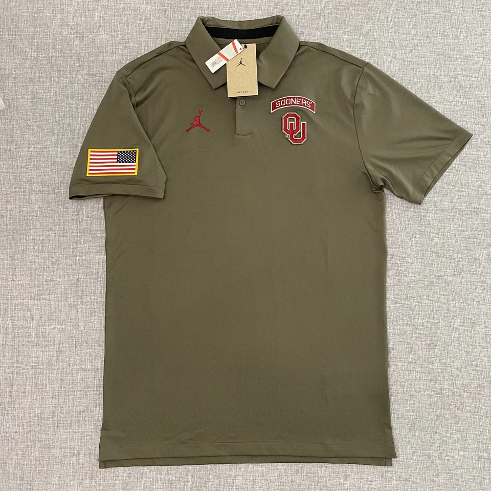 Nike Jordan Mens Small Oklahoma Sooners OU Military Appreciation Tour Polo