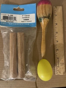 5″ Piccolo Claves + Maraca & Egg New Pair Tycoon Percussion IQ+ Early Childhood - Picture 1 of 5