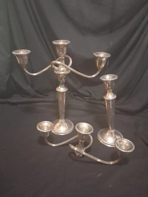 Par de candelabros Rogers de plata de ley 3 litros con peso 1700+ gramos chatarra 925 Foto 1 de 4