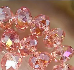 94-100 Stck., 4 x 6 mm Facettiert Rosa Kristall Edelstein Abakus Lose Perlen - Bild 1 von 3