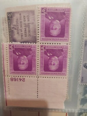 US Scott #988, Plate #24168 1950 Samuel Gompers 3c Set Of 3 Unused - #B226 - Image 1 of 2