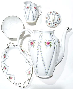 Vintage Royal Albert Bone China England Minuet Coffee Pot 4 Piece Set - Picture 1 of 5