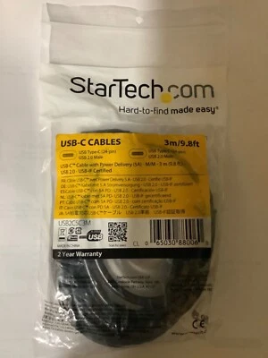 USB-C Type C Male to Male 24 Pin Computer Cable 3M 10ft 9.8ft NEW StarTech USB 2 - Image 1 of 2