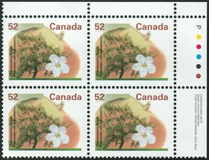 Canada sc#1366 Fruit Tree : Gravenstein Apple, UR CBN Imprint Block, Mint-NH - Picture 1 of 4