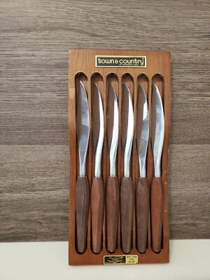 Juego de 6 cuchillos para carne Washington Forge Town & Country Fleetwood con asas de madera MCM Foto 1 de 4