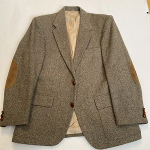 Vintage Herren Blazer Gr. 42R Braun Wolle Holz Knöpfe Ellenbogenschützer WFF Farah 80’s - Bild 1 von 11