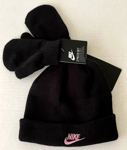 Nike Hat and Mittens Todder Girl or Boy Size 2/4T Black Child 2 Piece Set NWT - Picture 1 of 4