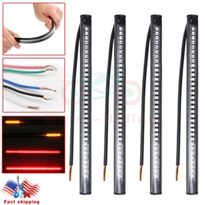4x Motorcycle 48 LED Flexible Light Strip Integrated Tail Brake Stop Turn Signal - Picture 1 of 12