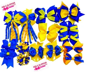 15 School Bundle Royal Blue Yellow Headband Hairband Scrunchies Bow Bobbles Red - Picture 1 of 1