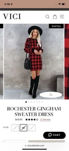 NUEVO CON ETIQUETAS VESTIDO SUÉTER VICI GINGHAM ROCHESTER M - Imagen 1 de 10