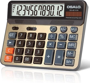 Desktop Calculator Extra Large 5-Inch LCD Display 12-Digit Big Number Accounting - Picture 1 of 12