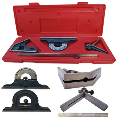 4Pc 12 inch Combination Square 4R Graduation Blade Head Square Center Protractor - Image 1 of 4