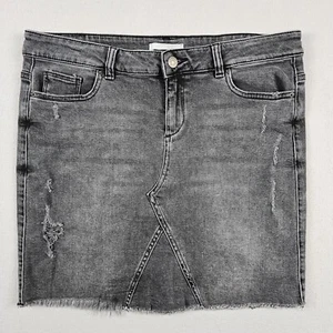 Esprit Womens Size 10 Black Zip Distressed Denim Skirt Mid Rise Skinny #1009 - Picture 1 of 12