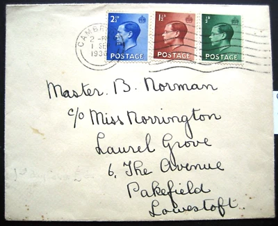 RARE KING EDWARD VIII DEFINITIVE FIRST DAY COVER 1st SEPTEMBER 1936 #00333 - Image 1 of 3