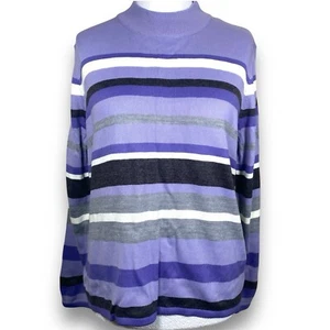Bon Marche Purple & Grey Striped Knit Jumper Large Knitwear - Picture 1 of 6