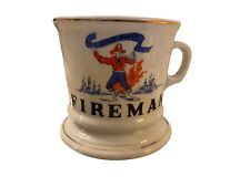 Vintage Shaving Mug Fireman“Ever Alert” Banner Ceramic Coffee Cup Viking