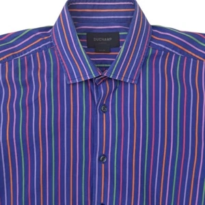 DUCHAMP LONDON Shirt Mens 14.5 M Blue – Multicoloured Stripes SLIM FIT - Picture 1 of 13