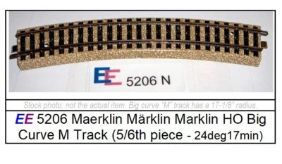 EXC 5206 Märklin HO Stubby "M" Track ~25 deg arc; below 0.1 Ohm;  25 ties - Image 1 of 4