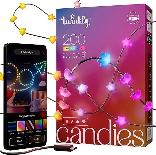 Twinkly LED Lights Candies App-Controlled Candle-Shaped Light String - Image 1 of 4