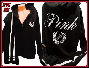 VICTORIAS SECRET PINK RELAXED FULL ZIP HOODIE SWEATSHIRT &LEGGING SET🔥NWT XL - Picture 1 of 6