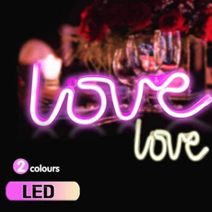 LED Neon Sign Lamp USB/Battery Power Home Wedding Decor Love Rainbow Night Light - Picture 1 of 14