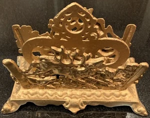 Vintage Wrought Iron Napkin/Letter Holder Painted Gold - Picture 1 of 9