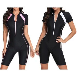 Women Bathing Boy-cut Swimsuit Activities Beachwear Jumpsuit Swimwear Guard - Picture 1 of 30