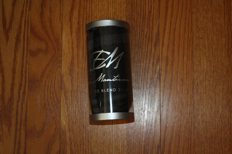 Cachecol da moda novo com etiquetas ENZO MANTOVANI preto xadrez listra lã cashmere mistura  - Imagem 1 de 1