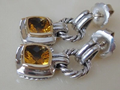 $1125 DAVID YURMAN 18K GOLD ,SS ALBION CITRINE EARRINGS - Image 1 of 4