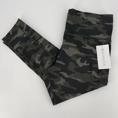 全新带标签 Athleta Ultimate Stash 口袋迷彩 7/8 紧身 - 橄榄绿 - 加大尺寸 3X — 第 1/4 张图片