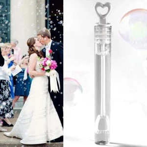 Bulk x 48 White Heart Bubbles Wands WITH Soap Liquid- Wedding Favours 10.5cm - Picture 1 of 12
