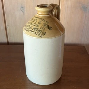 Antique Ceramic Beer Jug Crock Pottery SF Jones Beverage Brewers Manchester Vtg - Picture 1 of 23